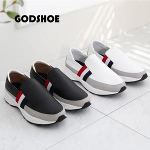 [기타]갓슈 삼색밴딩 소가죽 슬립온 통굽슬립온