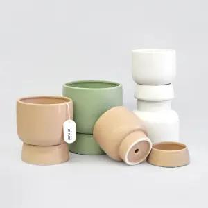 라운드 세라믹화분 받침세트 도자기 화분(11~15cm)