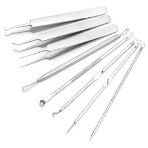 여드름 압출기 피지 제거기 블랙헤드 짜는 도구 핀셋 압출 코 바늘 세트