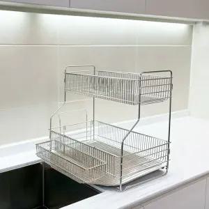 공감스토어 연마제 없는 스텐304 자동물빠짐 설거지 싱크대 선반 그릇 컵 정리대 식기건조대 2단