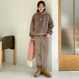 [핑크시슬리] SET/모카패치 기모 조거 트레이닝세트