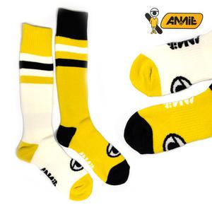 애니 스키 스노우보드 겨울 양말 성인남성 25-28cm 옐로우/화이트