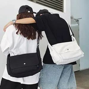 남성 여성 대학생가방 심플 캔버스백 크로스백 2컬러-WFGNI1F