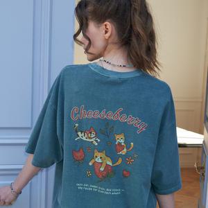 치즈 베리 피그먼트 반팔티 바질그린