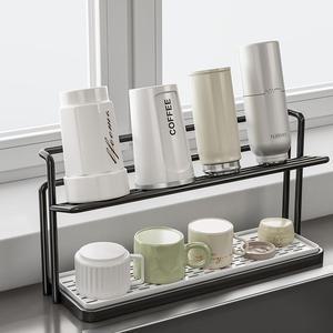 정리더하기 2단 컵 보관 건조대 물빠짐 트레이 텀블러 틈새 컵거치대