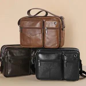 직장인 출장 여행 포켓 가로형 가죽 크로스백 가방 남자메신저백 남성숄더백 남자슬링백