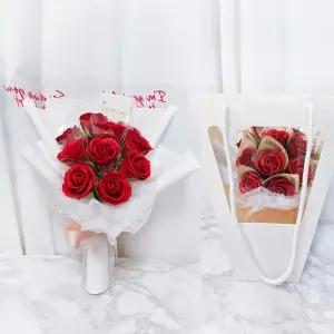 용돈꽃다발, 비누장미 10송이 꽃다발 + 쇼핑백 + 메시지픽, 돈다발 선물, 추석선물, 부모님 선물