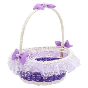 레이스 웨딩 플라워 걸 바구니 - 식전 및 파티용 휴대용 보라색