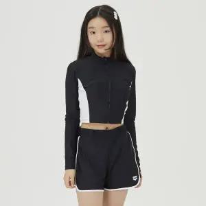[아레나][아레나공식]인스파이어 아동 레저 집업 래쉬가드 세트 A4BG1GS81BLK