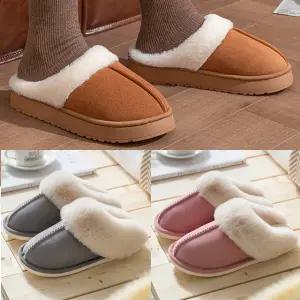 겨울 슬리퍼 사무실 스웨이드 발편한 여성 털 신발 푹신한 앞막힌 회사 통굽 실내화 뮬