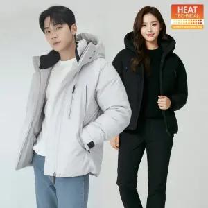 남여공용 MR-NS 하프 패딩 점퍼 후드일체형 숏패딩 블랙 / 연그레이