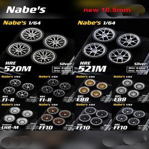 10.5mm 휠 타이어 1/64 Nabes X Chika BBS HRE 모델 호환 자동차 수정 부품