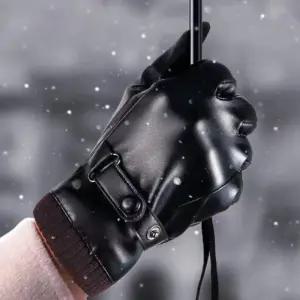 겨울 오토바이 가죽장갑 스마트폰 터치 방한장갑 기모 운전