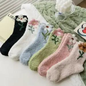 부드럽고 따뜻한 촉감 수면양말 여성양말 신축성 보온성 6개1세트