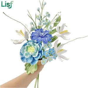 졸업꽃다발 크로 뜨개질 꽃다발 모란 마감 수제 니트 어머니의 발렌타인 데이 생일 졸업 선물