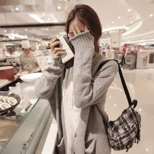 따뜻한 코트형가디건 다리덮는 겨울용 오버핏가디건