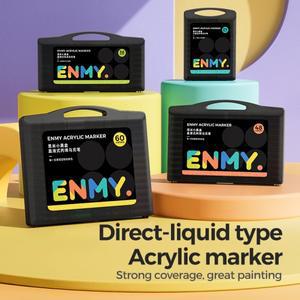 ENMY 아크릴 마커 펜 직접 액체 페인트 펠트 미술 용품 소프트 헤드 낙서 그림 QuickDry 안료