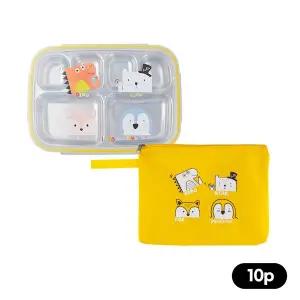 [키친유]유아 어린이집 애니멀 스텐 식판 도시락 가방세트 6구 10개 유치원 배식판 단체 급식 학교 병원