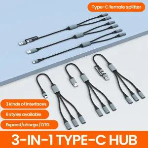3 in 1 C 허브 USB 허브 USB CUSB- C 케이블 멀티 분배기 포트 OTG PC 노트북 핸드폰용 고속