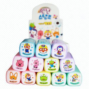 뽀로로 만년 사각스탬프 캐릭터 칭찬 도장 1갑 12개