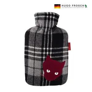 독일  보온물주머니 핫팩 플란넬 커버 체크 데빌캣 1.8L