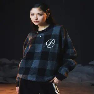 [피플오브더월드] 알파카 울 혼방 타탄 체크 풀오버_BK