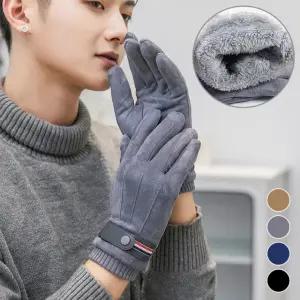 스웨이드 남성 터치 보온장갑 회사원 스마트 겨울 중년 털기모 남자 선물