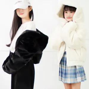 주니어 밍크퍼 후드 크롭 패딩 점퍼 키즈 숏패딩 초등학생 중학생 겨울 오버핏 아우터