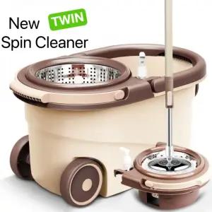 물 걸레 회전 청소기(트윈스핀)통돌이세트 +밀대+탈수 스텐레스 마포 극세사 마대 용품