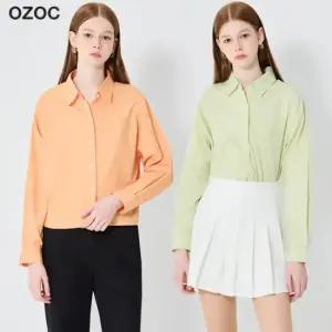 오조크 컬러 크롭셔츠