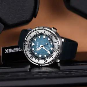 세이코 몬스터 다이버 오션블루 오토매틱 러버밴드 손목시계 PROSPEX