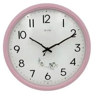 부엉이 원목 무소음 벽시계 35cm 핑크 사무실 벽걸이 거실용품 무소음벽시계 판촉시계 개업선물