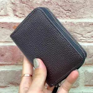 [콩심팥심]카드지갑 명함지갑 지퍼형 브라운 카드홀더 아코디언 남성카드지갑