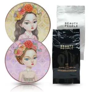 뷰티피플 절대 철벽녀 두유 크림 커버 쿠션 파운데이션 본품1개+리필2개 - 케이스 랜덤발송