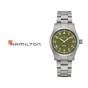 해밀턴 카키필드 38mm 그린 다이얼 남성 쿼츠 메탈시계 H69401160