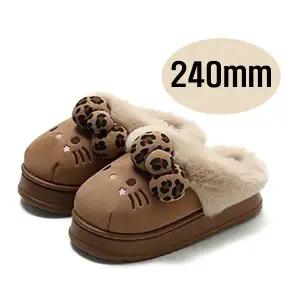 헬로키티 호피리본포인트 어그 통굽 4cm 키높이 슬리퍼 탄브라운 240mm