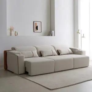 [더젠] 라쟈르 프리미엄 아쿠아패브릭 레더콤비 전동모션 리클라이너 4인 슬라이딩 소파