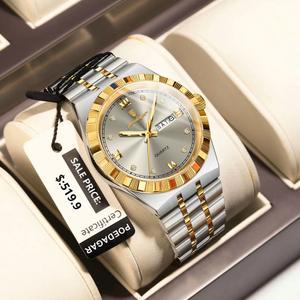 POEDAGAR 오리지널 밀리터리 맨 손목 시계 쿼츠 위크 날짜 남성용 방수 빛나는 스테인레스 스틸 Reloj