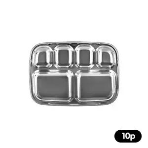 [키친유]유아동 어린이 스텐 6구 식판 10개 유치원 어린이집 배식판 단체 급식 학교 병원 이유식