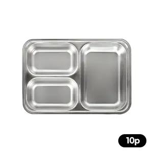 [키친유]어린이 성인 스텐 304 3칸 깊은식판 10개 유치원 어린이집 학교 단체 급식 배식판 업소용