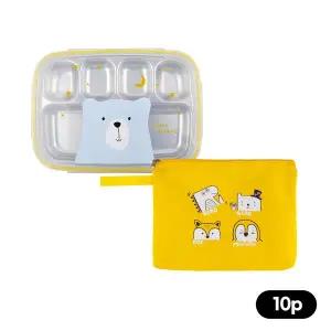 [키친유]유아 어린이집 드림베어 스텐 식판 도시락 가방세트 6구 10개 유치원 배식판 단체 급식 학교