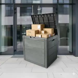 NEW 야외보관함 126L 수납 정리함 플라스틱 조립식창고 택배보관함 데크박스 수납 벤치 정원정리 베란다정리