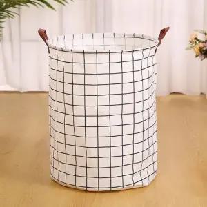 고품질 다용도 접이식 패브릭 바구니 체크형 (WFIQ7KA)