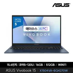 [최종가 79만]ASUS Vivobook 15 X1504VA-BQ4270W 인텔코어5/ RAM16GB/SSD512GB/Win11탑재/사무용 노트북