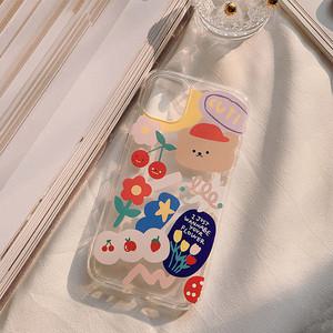 귀여운 아이폰 케이스 투명 큐티베어 TPU / 핸드폰 11 12 13 14 15 프로 플러스 프로맥