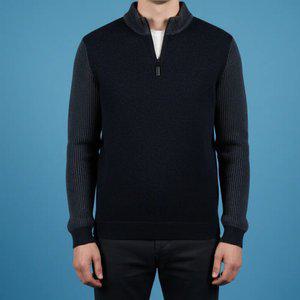 조이마담 MT50010 골지배색 반집업 속기모 니트 티셔츠 중년남성의류 아빠옷