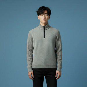 조이마담 MT50009 패턴배색 반집업 속기모 니트 티셔츠 중년남성의류 아빠옷