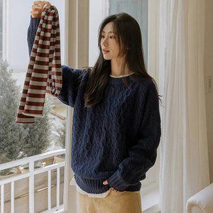 앤드 꽈배기 소프트니트(라운드/브이넥)