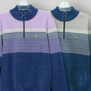 조이마담 MT50037 골드와펜 배색 반집업 속기모 니트 티셔츠 중년남성의류 아빠옷