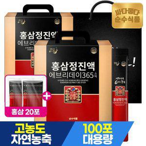 [12/1한정 홍삼 20포 더]순수식품 6년근 홍삼스틱 2박스(200포+쇼핑백) 홍삼정진액 에